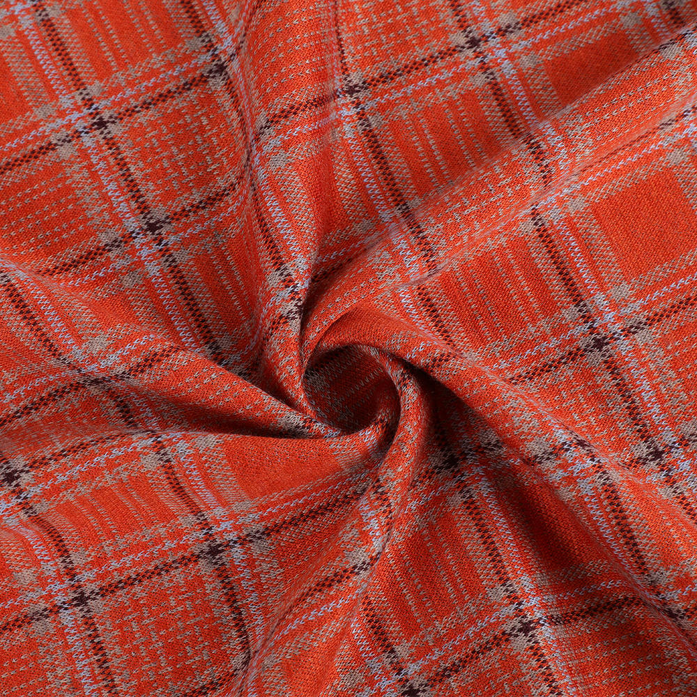 Comfortabele huidvriendelijke wol gesponnen zijden plaid gebreide interlock jacquard stof